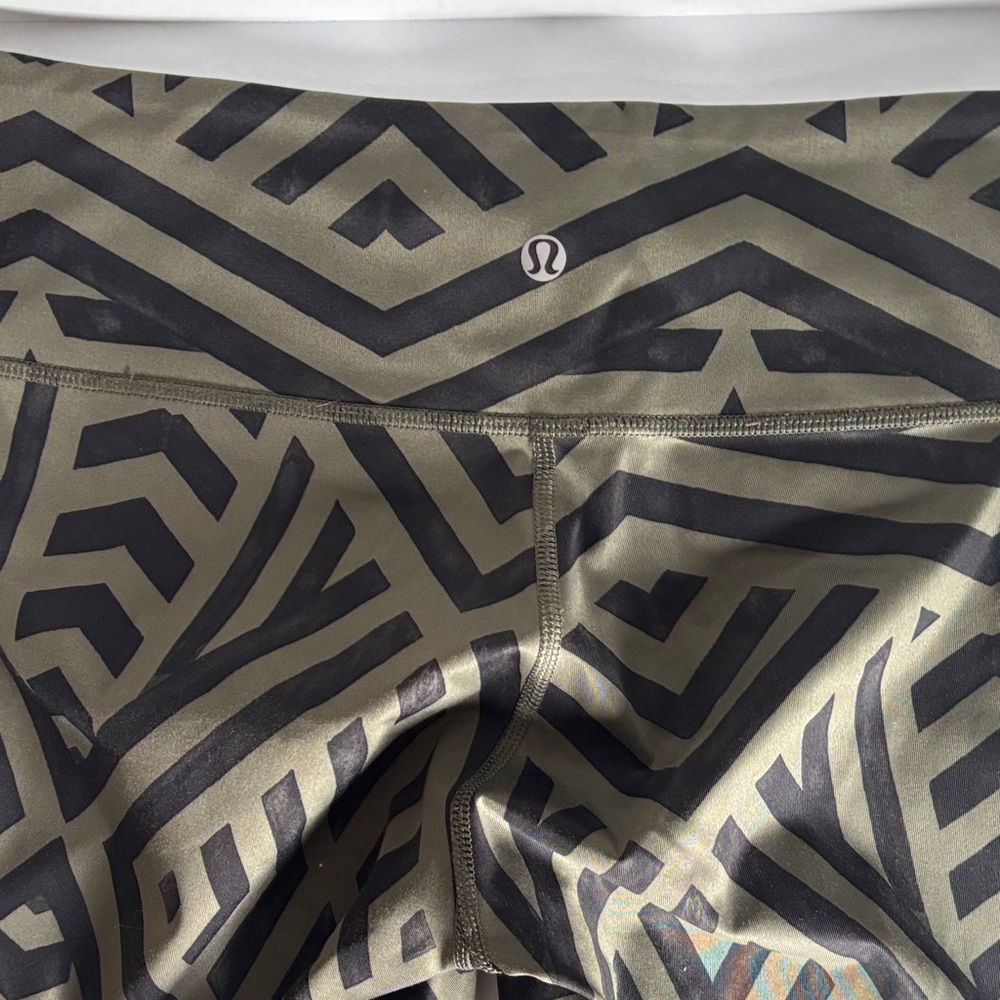 lululemon athletica Geometric Black and Olive Leggings